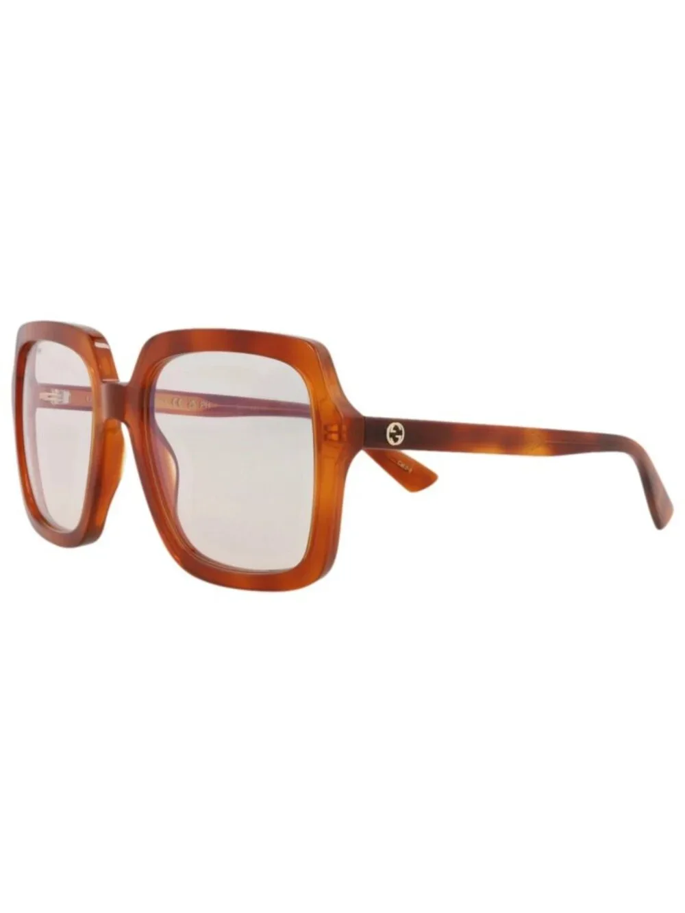 New Gucci Women's Sunglasses Square Rectangle Recycled Acetate Frame Havana